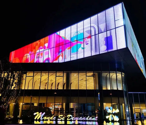 Flexible Transparent LED Screen Video Wall DMX512 Control Outdoor Mesh Media Facade IP67