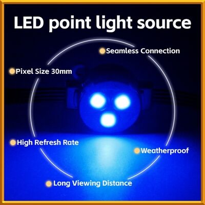 30mm 12V SMD3535 RGB IP67 Waterproof LED Point Light with 120° Beam Angle and DMX512 Control