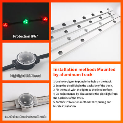 DC24V 50mm RGB Full Color LED Point Light IP67 Waterproof for Outdoor Wall Decoration