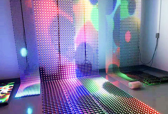 160 Degree Pixel RGB 50mm LED Mesh Curtain Display Screen Video Strip with DMX512 Control